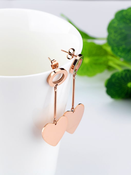 Open Sky Simple Heart Hollow Round Rose Gold Plated Drop Earrings 2