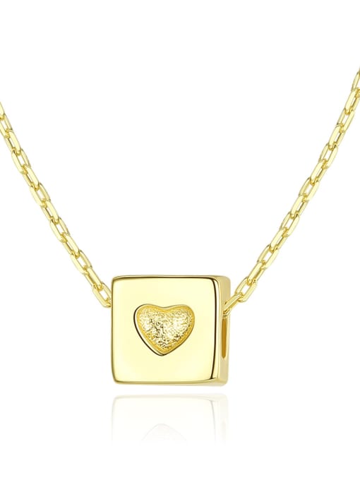 CCUI 925 Sterling Silver With Glossy Simplistic Square heart Necklaces 0
