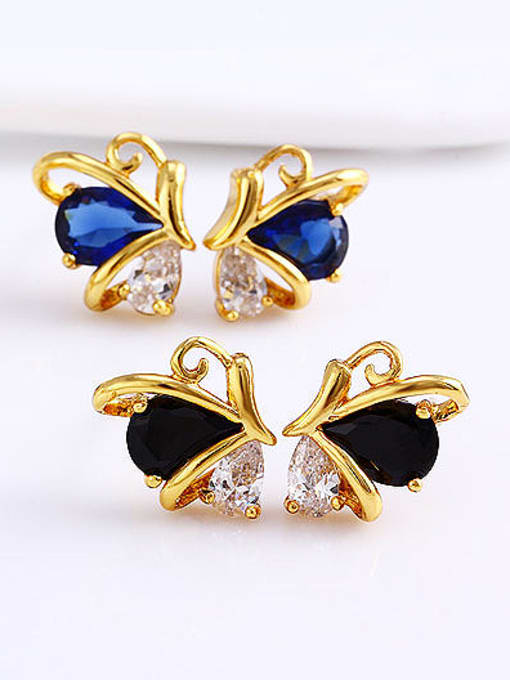 XP Copper Alloy 24K Gold Plated Ethnic style Butterfly Zircon Stud clip on earring 1