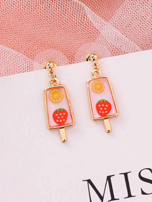A Strawberry Alloy With Rose Gold Plated Cute Friut Ice Cream Drop Earrings