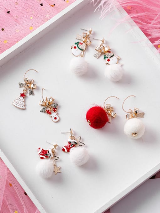 Girlhood Alloy With Rose Gold Plated Cute Irregular  Christmas Ornament Drop Earrings 2