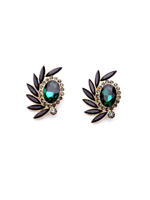 KM Small Green Stones  Ear Clip 0