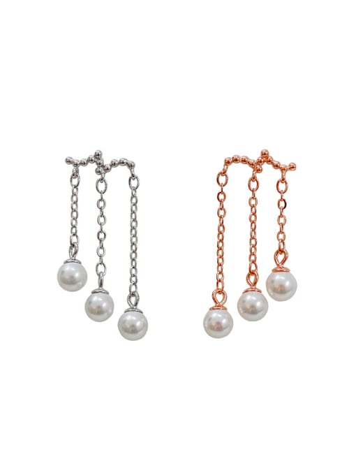 DAKA Personalized Artificial Pearls Silver Stud Earrings 0
