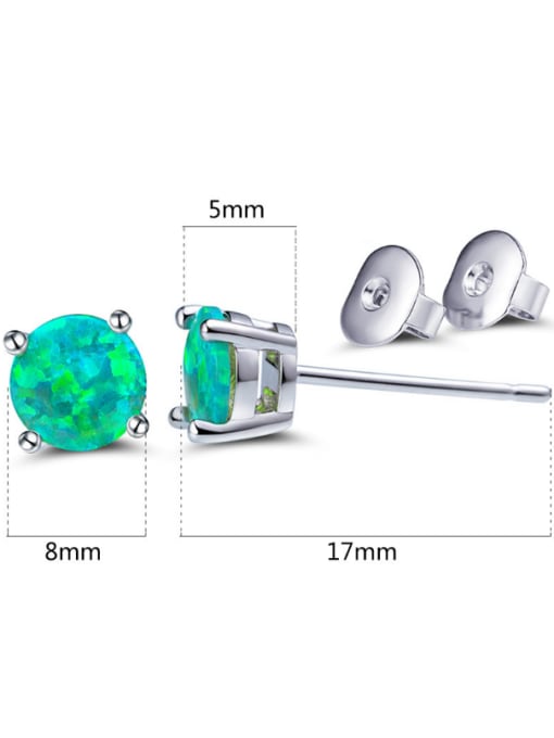 Green 8MM Opal Stone stud Earring