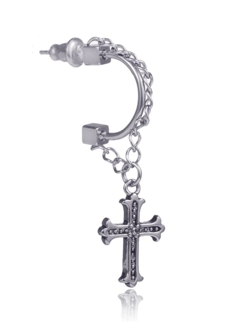 BSL Stainless Steel With Silver Plated Trendy Cross Clip On Earrings
