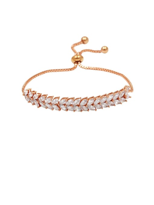 Rose Gold Copper With Cubic Zirconia  Fashion Water Drop Adjustable Bracelets