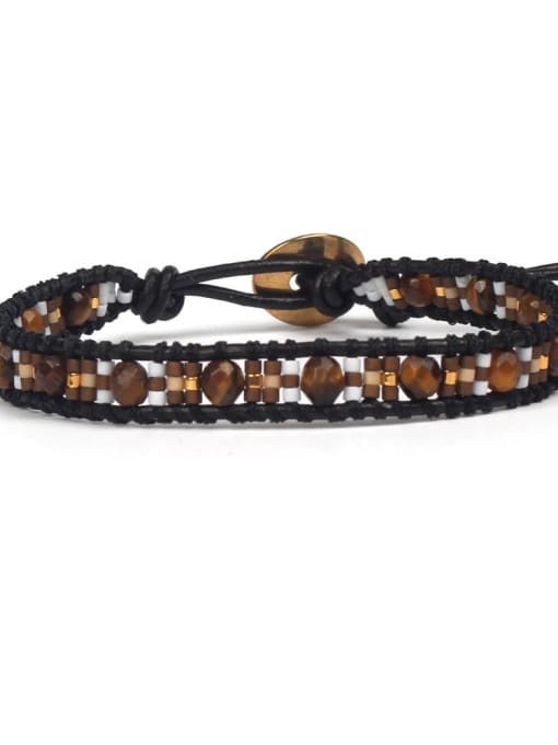 HB614-D Agate Beads Woven Rope Retro Style Bracelet