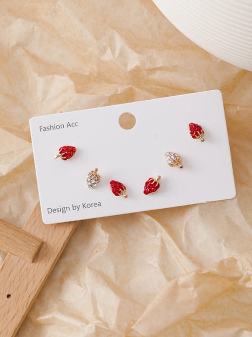 A strawberry Alloy With Gold Plated Cute Friut Stud Earrings