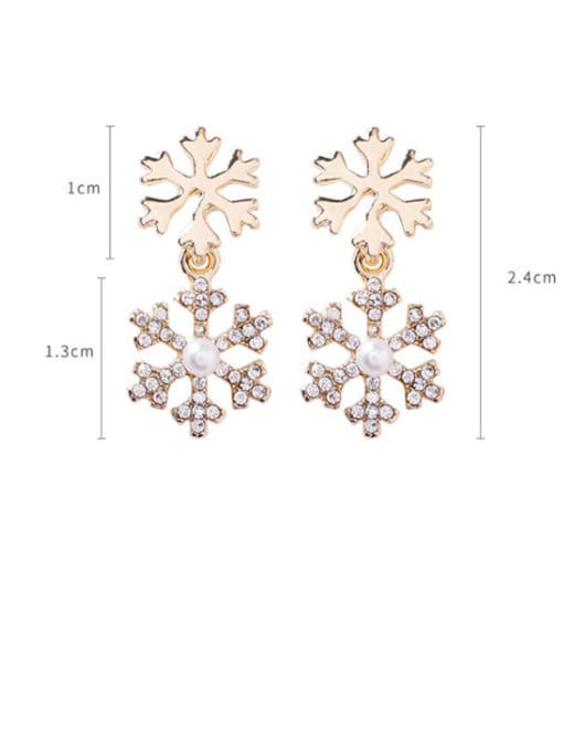 Girlhood Alloy With Imitation Gold Plated Simplistic Snowflake  Drop Earrings 2