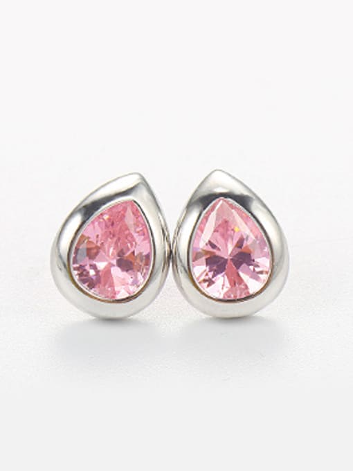 Pink Water Drop Zircon Stud Earrings