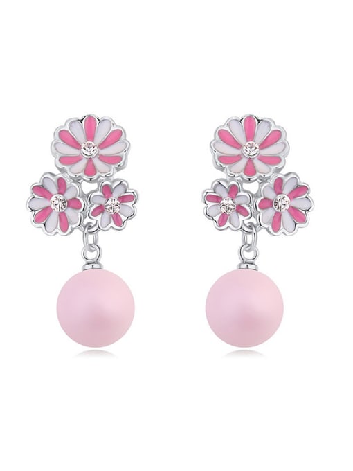 pink Fashion Flowers Imitation Pearls Alloy Stud Earrings