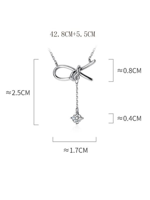 Rosh 925 Sterling Silver With Cubic Zirconia  Simplistic Bowknot Necklaces 2