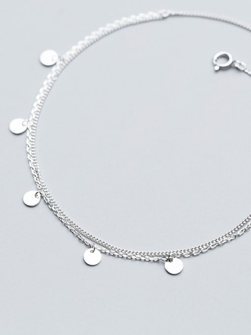 Rosh 925 Sterling Silver With Platinum Plated Fashion Round Anklets 2