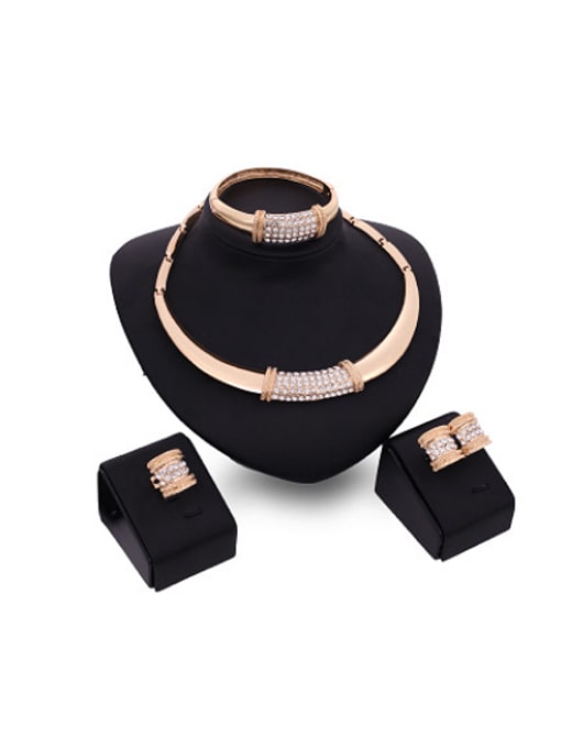 BESTIE 2018 Alloy Imitation-gold Plated Fashion Rhinestones Four Pieces Jewelry Set 0