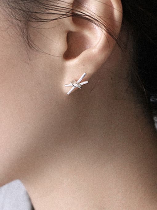 DAKA Personalized Little Knot Silver Women Stud Earrings 1