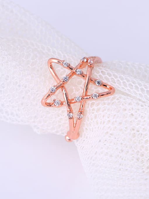 Rose Gold Rose Gold Plated Star Shaped Rhinestone Ring