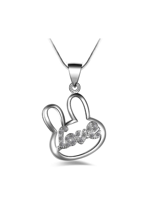 Ya Heng Fashion Hollow Bunny Cubic Zirconias Love Pendant Copper Necklace 0