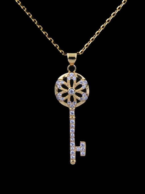 Golden White zircon 2018 Turquoise Copper Key Necklace