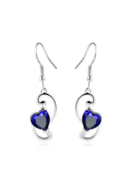 Ronaldo Women Blue Heart Shaped Glass Bead Stud Earrings 0