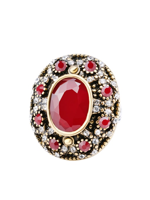 Gujin Retro style Oval Resin Crystals Ring 0