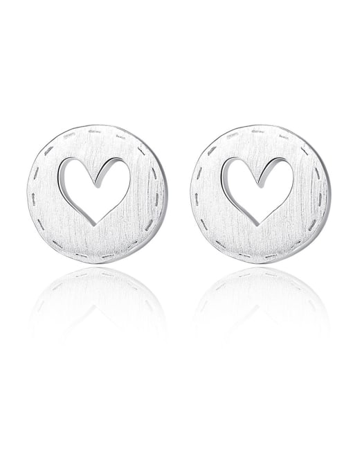 CCUI 925 Sterling Silver  Simplistic Heart Stud Earrings 0