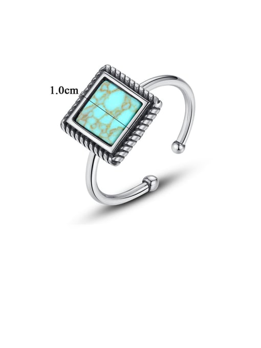 CCUI 925 Sterling Silver With Platinum Plated Fashion Square Free Size Rings 3