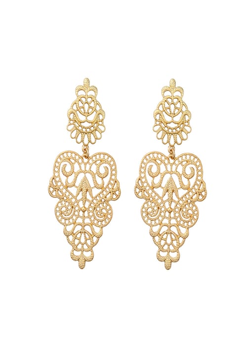 KM Alloy Gold Plated Hollow Flower-Shaped drop earring 0