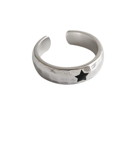 DAKA 925 Sterling Silver With Antique Silver Plated Simplistic Star Free Size Rings 0