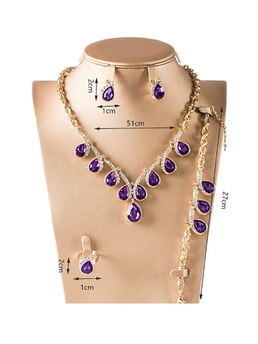 Lan Fu 2018 Water Drop Artificial Crystals Four Pieces Jewelry Set 3
