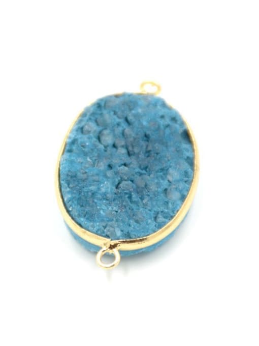 Tess Oval Natural Blue Crystal Gold Plated Pendant 1