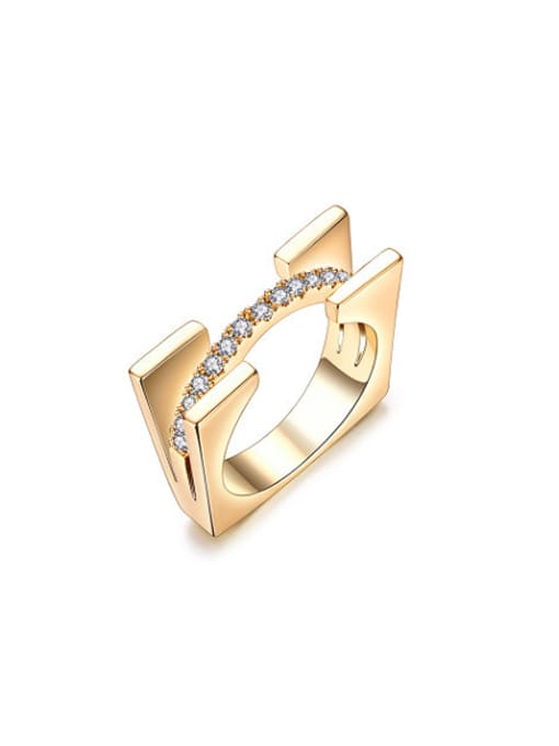 Ronaldo Exquisite Gold Plated Square Shaped Zircon Ring 0