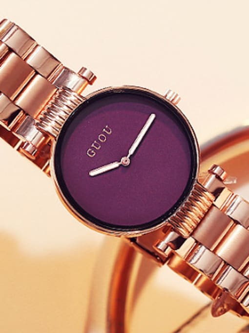 GUOU Watches GUOU Brand Simple Rose Gold Plated Numberless Watch 3