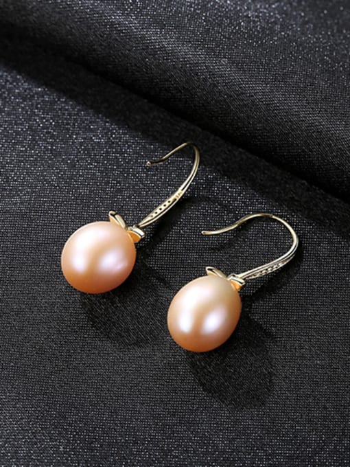 18K Golden purple Sterling Silver Plated 18K Gold Natural Freshwater Pearl Earrings