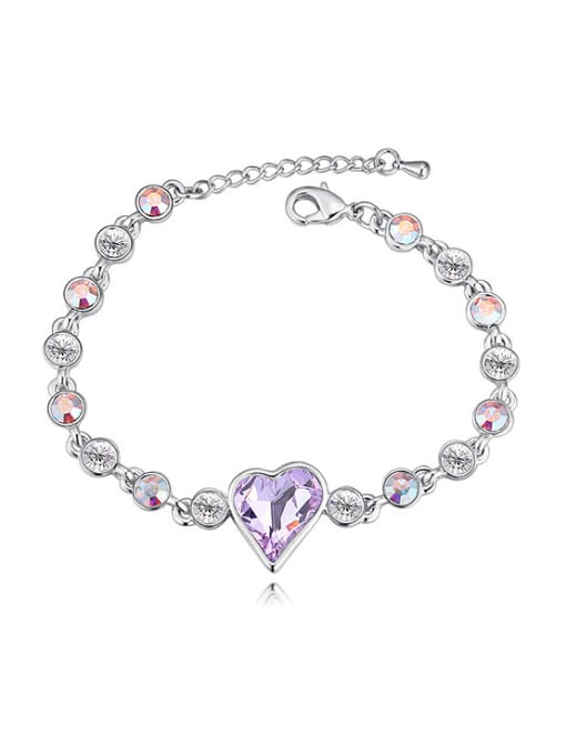 purple Fashion Cubic Heart austrian Crystals Alloy Bracelet