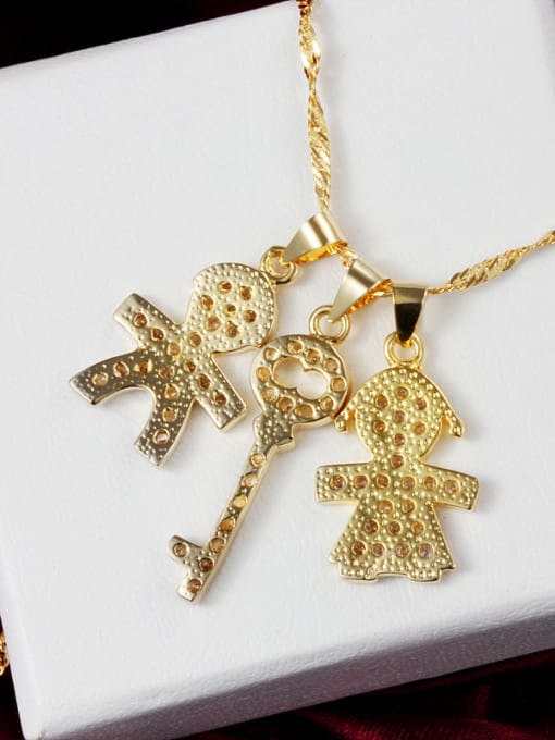 SANTIAGO Creative 18K Gold Key Shaped Zircon Necklace 1