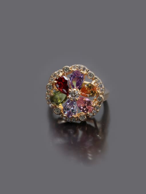 L.WIN Gold Plated Colorful Zircons Statement Ring 0