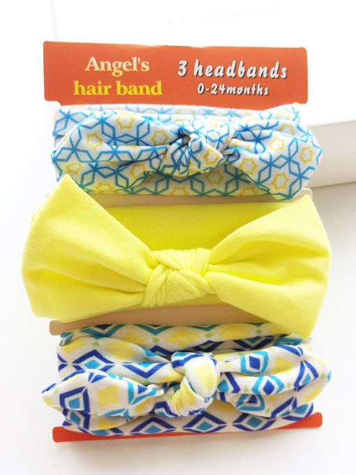4 Cotton Bow Elastic Headband Three Pieces Set