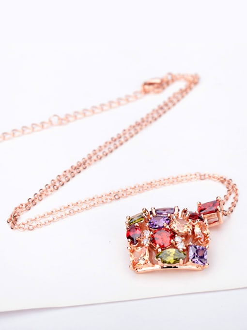BLING SU Copper inlaid AAA colorful Zircon Necklace 1