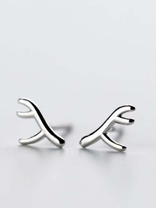 Rosh Exquisite Antlers Shaped S925 Silver Stud Earrings 0
