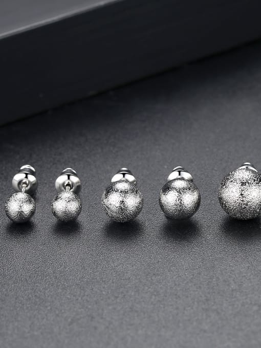 BLING SU Copper With Silver Plated Simplistic Ball Stud Earrings 2