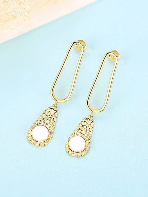 CCUI 925 Sterling Silver With Gold Plated Personality Water Drop Drop Earrings 2