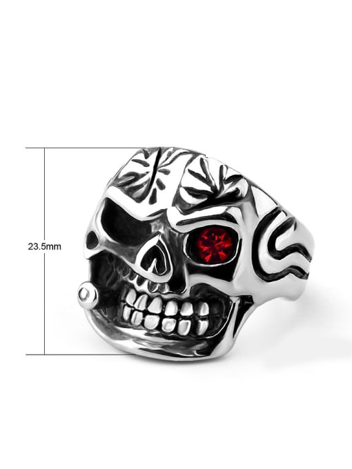 RANSSI Retro One-eyed Tobacco Pipe Skull Statement Ring 2