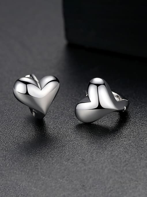 BLING SU Copper With White Gold Plated Cute Heart  Stud Earrings 0