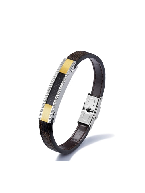 gold Simple Personalized Carbon Fiber Artificial Leather Bracelet