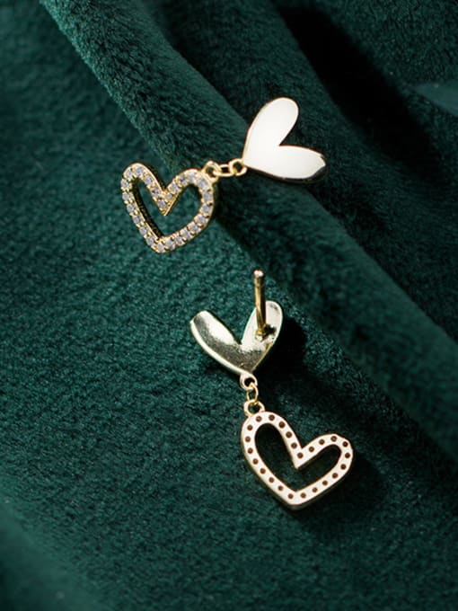 Rosh 925 Sterling Silver With Cubic Zirconia  Cute Heart Stud Earrings 3