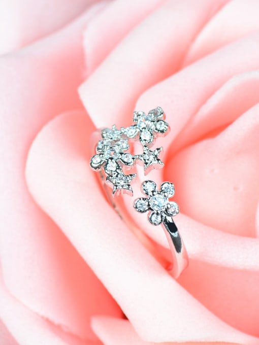 Wei Jia Simple Elegant Cubic Zirconias Flowery Ring 2