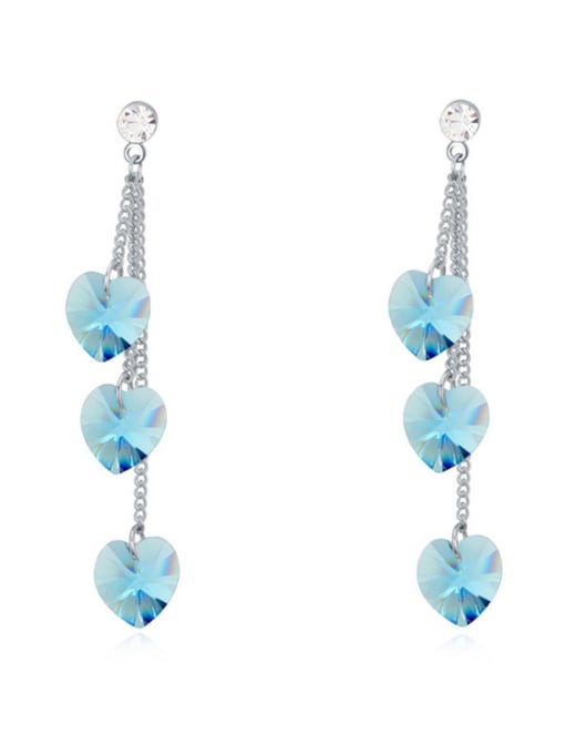 light blue Fashion Heart-shaped austrian Crystals Alloy Drop Earrings