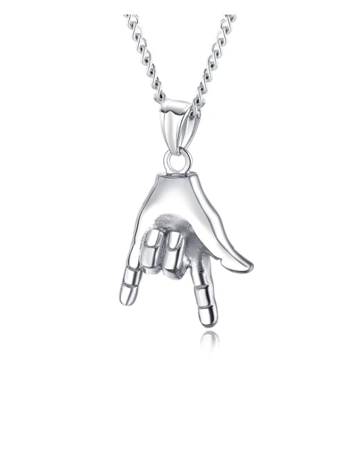 Open Sky Stainless Steel With Glossy Rock Gesture  Men's  Pendants