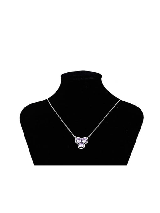 XP 2018 Copper Alloy White Gold Plated Cube Crystal Necklace 1