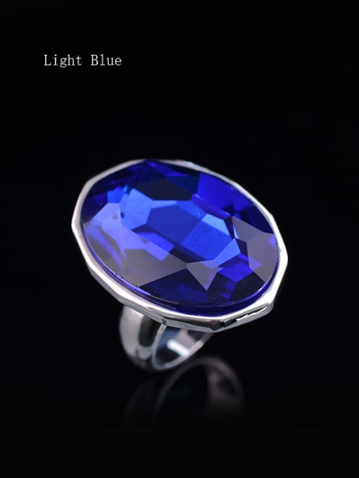 Wei Jia Simple Oval Cut Crystal Platinum Plated Alloy Ring 3